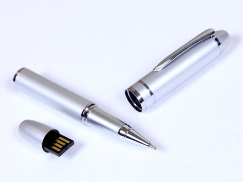 USB-флешка на 16 Гб в виде ручки с мини чипом, серебро