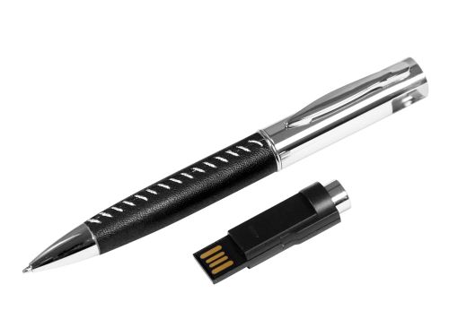 Флешка в виде ручки с мини чипом, 64 Гб, черный/серебристый