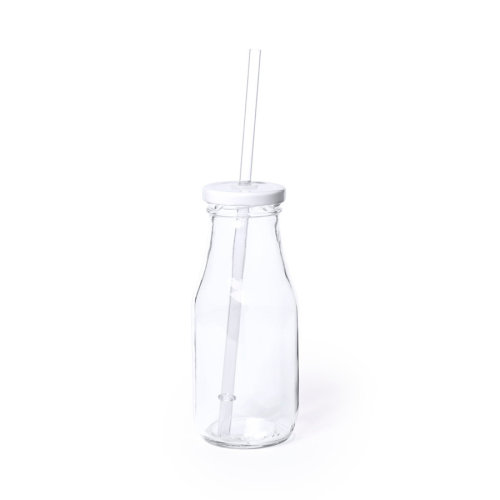 Бутылка ABALON с трубочкой, 320 мл (прозрачный белый)
