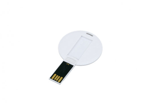 USB-флешка на 8 Гб в виде пластиковой карточки круглой формы, белый