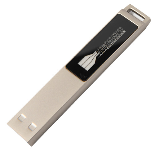 USB flash-карта LED с белой подсветкой (32Гб), серебристая, 6,6х1,2х0,45 см, металл (серебристый)