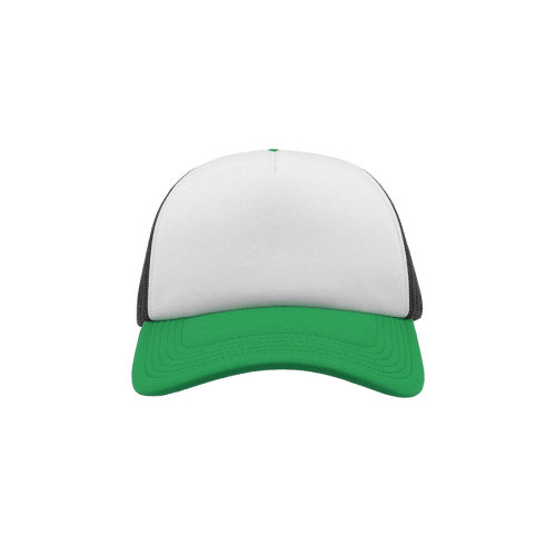Бейсболка RAPPER, 5 клиньев, пластиковая застежка (зеленый, белый)