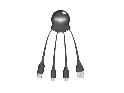 Зарядный кабель Octopus Light с подсветкой логотипа, черный