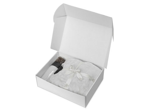 Подарочный набор с пледом, термокружкой и миндалем в шоколадной глазури Tasty hygge, белый