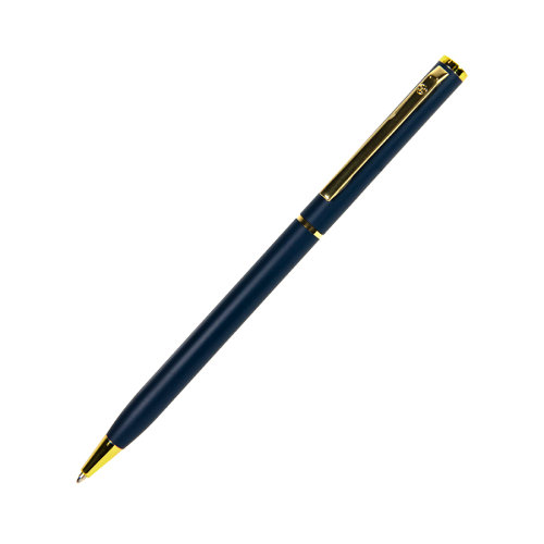 SLIM, ручка шариковая, темно-синий/золотистый, металл (темно-синий, золотистый)