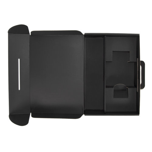 Коробка с ручкой подарочная, размер 37x25 x10 см,24x 36x 10 см, картон, самосборная, черная (черный)