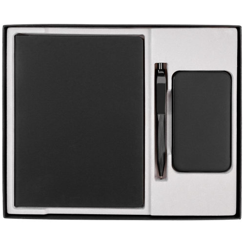 Коробка Overlap под ежедневник, аккумулятор и ручку, черная
