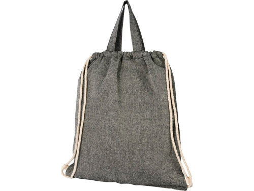 Рюкзак со шнурком Pheebs из 150 г/м2 переработанного хлопка, черный меланж