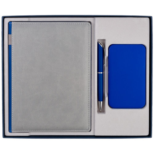 Коробка Overlap под ежедневник, аккумулятор и ручку, синяя