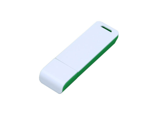 Флешка прямоугольной формы, оригинальный дизайн, двухцветный корпус, 64 Гб, зеленый/белый
