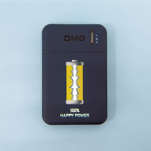 Универсальный аккумулятор OMG Flash 5 (5000 мАч) с подсветкой и soft touch, синий, 9,8х6.3х1,3 см (синий)