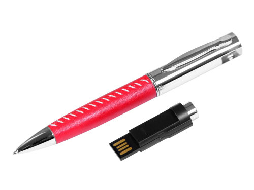 Флешка в виде ручки с мини чипом, 64 Гб, красный/серебристый