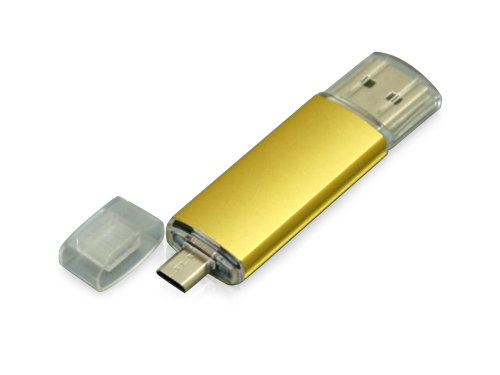 USB-флешка на 32 Гб.c дополнительным разъемом Micro USB, золотой