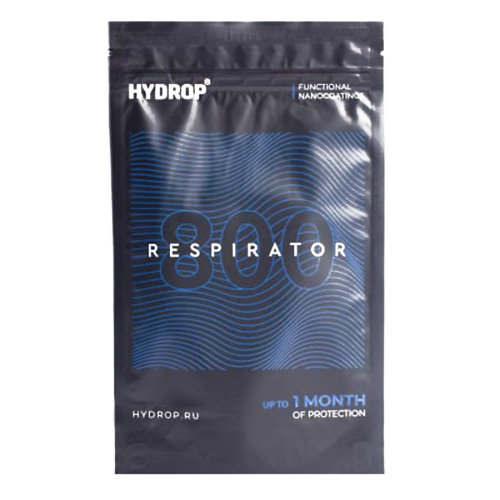 Бесклапанная фильтрующая маска RESPIRATOR 800 HYDROP черная с логотипом в фирменном пакете (черный)