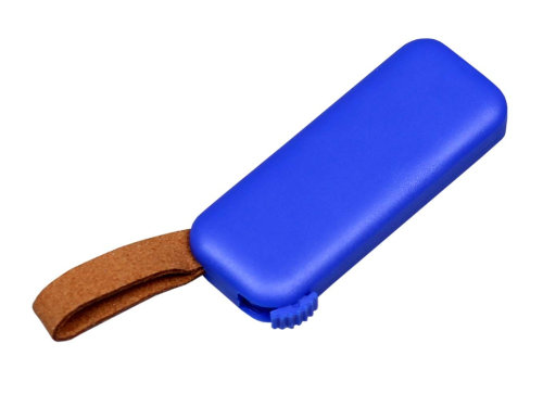 USB-флешка промо на 32 Гб прямоугольной формы, выдвижной механизм, синий