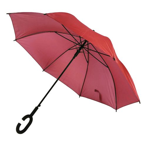 Зонт-трость HALRUM, пластиковая ручка, полуавтомат (красный)