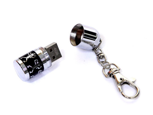 USB-флешка на 8 Гб в виде пули с танцующими человечками, серебро