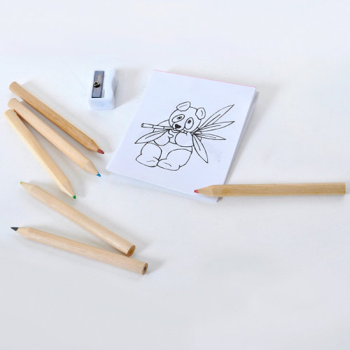 Набор цветных карандашей с раскрасками и точилкой "Figgy", 7,4х9х1,5см, дерево, картон, бумага (коричневый)