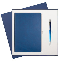 Подарочный набор Portobello/Latte NEW синий (Ежедневник недат А5, Ручка)