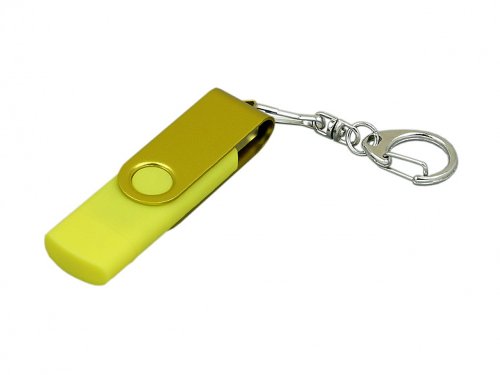 Флешка с поворотным механизмом, c дополнительным разъемом Micro USB, 32 Гб, желтый