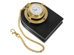 Часы Магистр с цепочкой на деревянной подставке, золотистый/черный (без шильда)