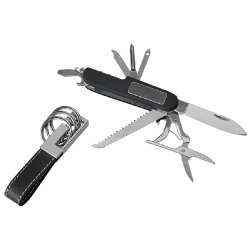 Набор: нож многофункциональный (9 функций) и брелок в подарочной упаковке (черный, серебристый)