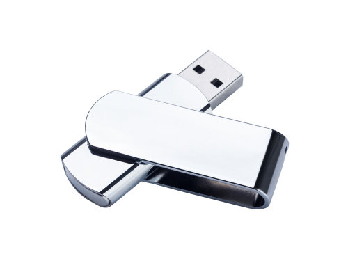 USB-флешка металлическая поворотная на 64 ГБ 3.0, глянец