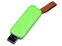 USB-флешка промо на 4 Гб прямоугольной формы, выдвижной механизм, зеленый
