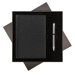Подарочный набор City Flax/iP, черный (ежедневник недат А5, ручка)