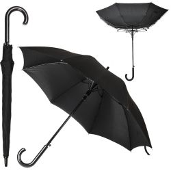 Зонт-трость ANTI WIND, пластиковая ручка, полуавтомат (чёрный)