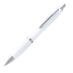 Ручка шариковая FLOM, белый, антибактериальный пластик, 14 см (белый)