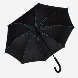 Зонт-трость BACK TO BLACK, пластиковая ручка, полуавтомат (черный, голубой)