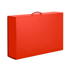 Коробка складная подарочная, 37x25x10cm, кашированный картон, красный (красный)