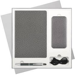 Подарочный набор Tweed/Alt/Tweed серый (ежедневник, ручка, пауер-банк)