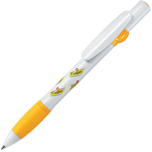 ALLEGRA, ручка шариковая, желтый/белый, пластик (белый, желтый)