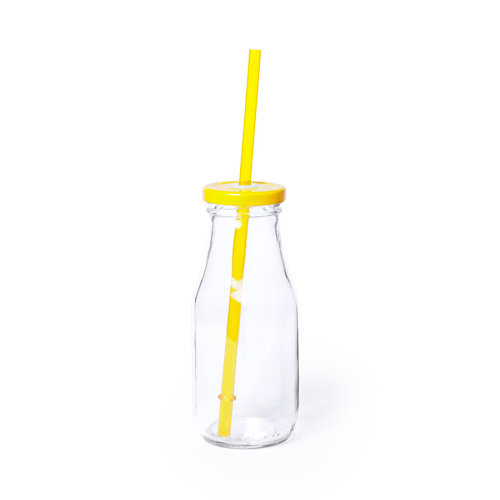 Бутылка ABALON с трубочкой, 320 мл (прозрачный, желтый)